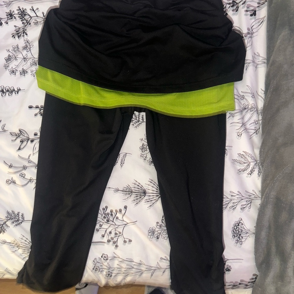 Black and Neon Green Athletic Leggings